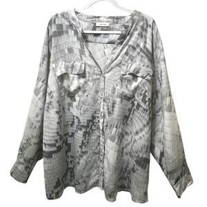 Calvin Klein Women's Snakeskin Print Blouse, Long Sleeves, Plus Size, est. 3X
